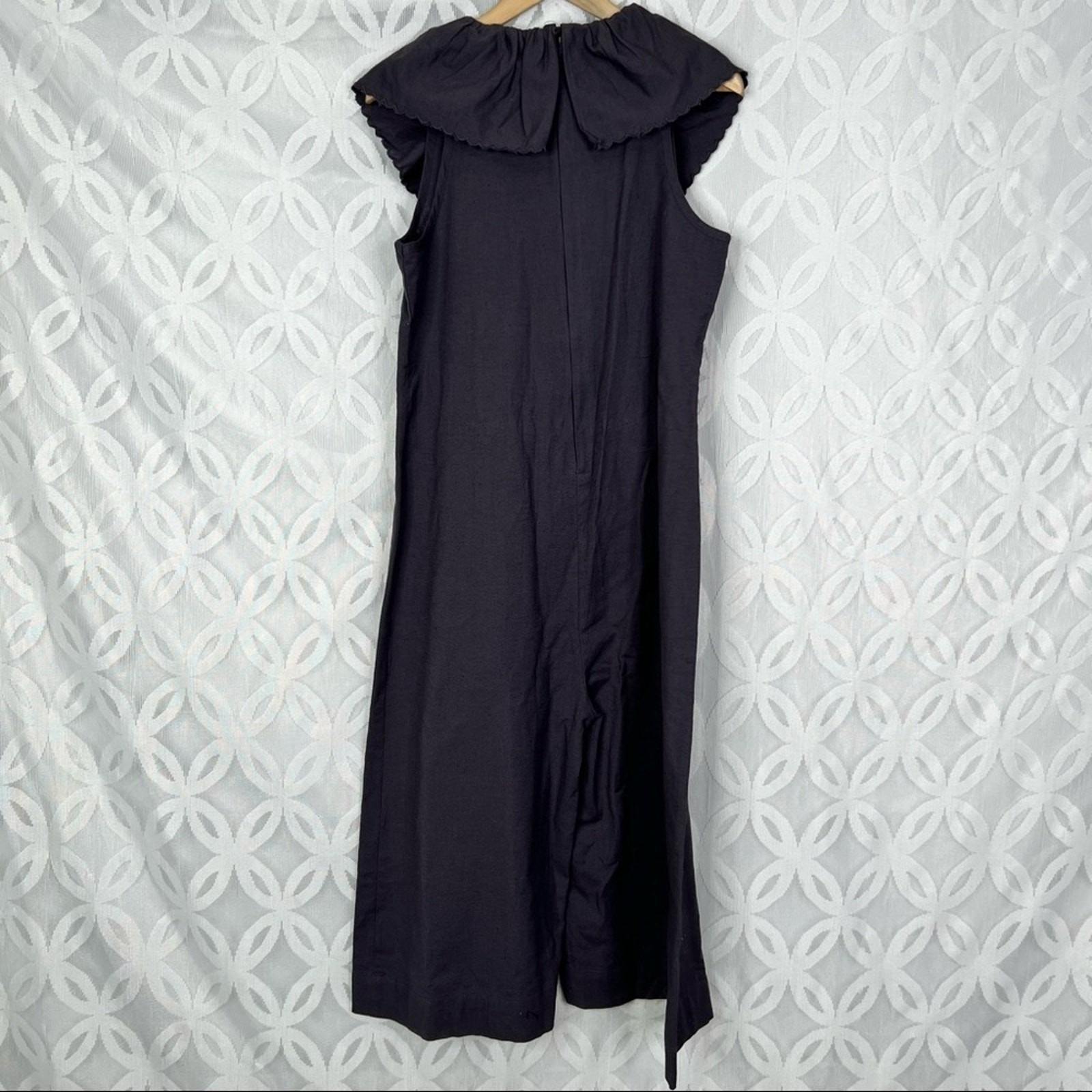 Maria Stanley Ruffle V-Neck Wide Leg Jumpsuit Charcoal Grey Black Size S Nwt — image 4 of 7